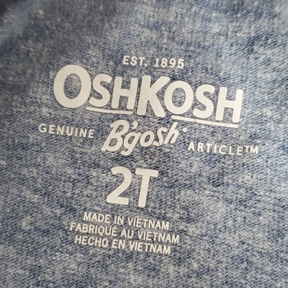 5/$25 OshKosh B'gosh Blue and Orange Kids Raglan Shirt Boys Size 2T - Picture 3 of 4